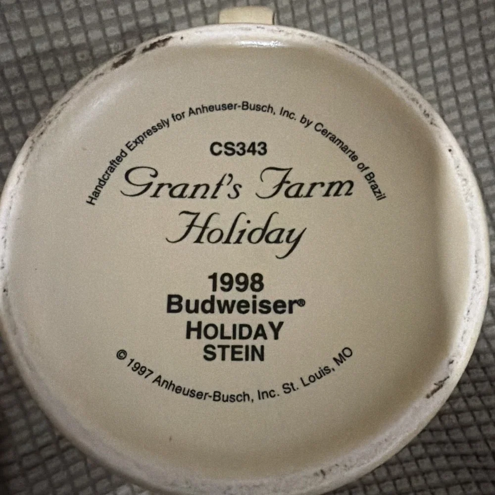 Budweiser 1998 Grant's Farm Holiday‎ Stein Beer Mug CS343 Clydesdales 7